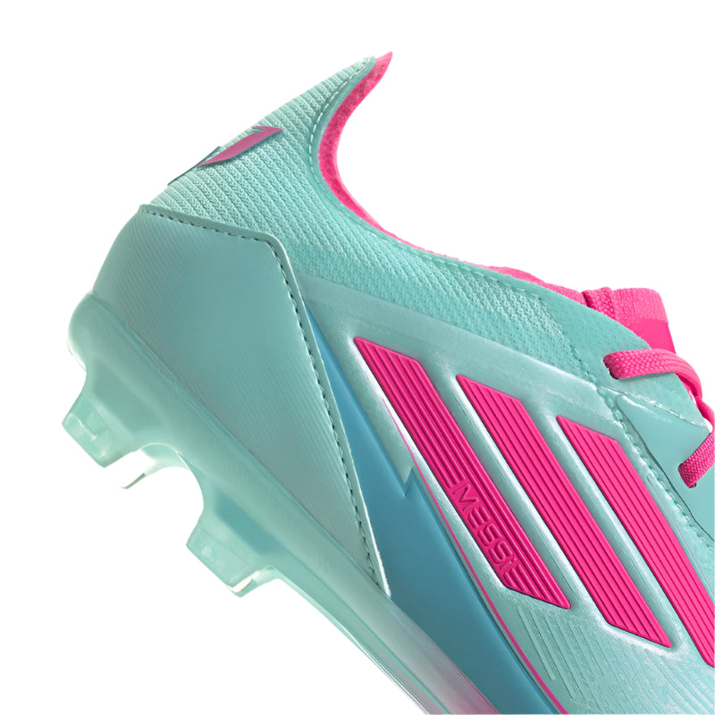 adidas Youth Jr. F50 Messi Elite Firm Ground Junior Soccer Cleats (Aqua/Lucid Pink)