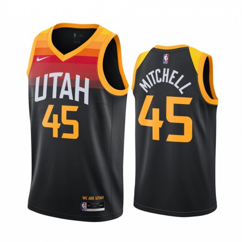 UTA #45 Donovan Mitchell Durable 2020 City NBA Jersey - Black Swingman