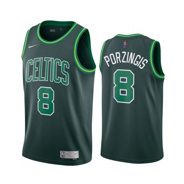 Celtics #8 Kristaps Porzingis Top-Grade 2020 Earned NBA Jersey -