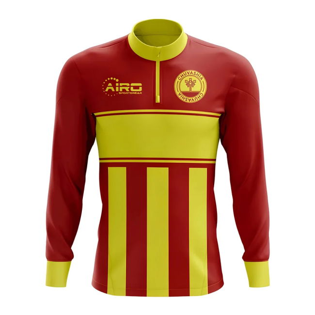 World Chuvashia Concept Football Half Zip Midlayer Top (Red-Yellow)
