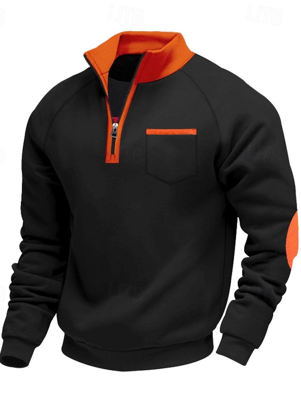 Men's Sweatshirt Quarter Zip Black Burgundy Navy Blue Light Grey Dark