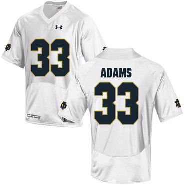 Men's ND Irish White 2024 authentic Josh Adams #33 college football