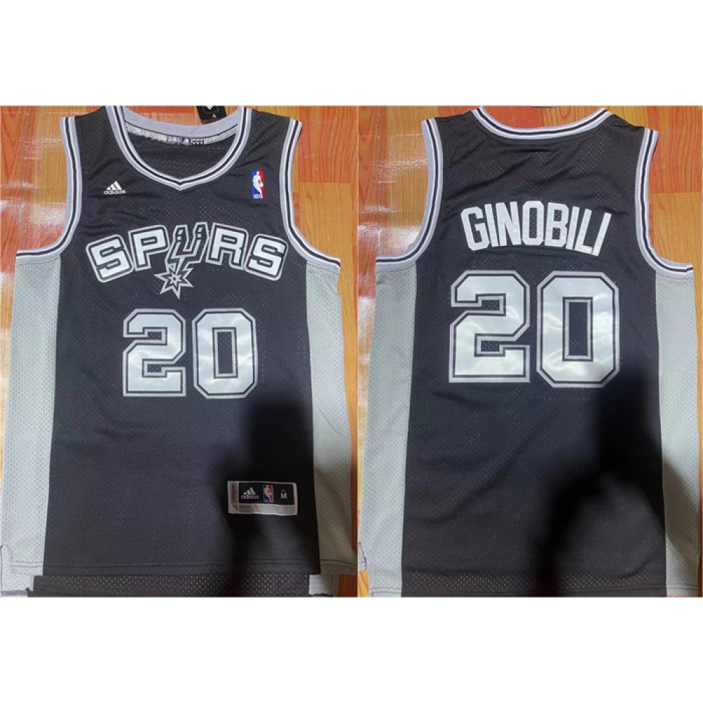 Men's San Antonio Spurs #20 Manu Ginobili Black Stitched Basketball Jersey