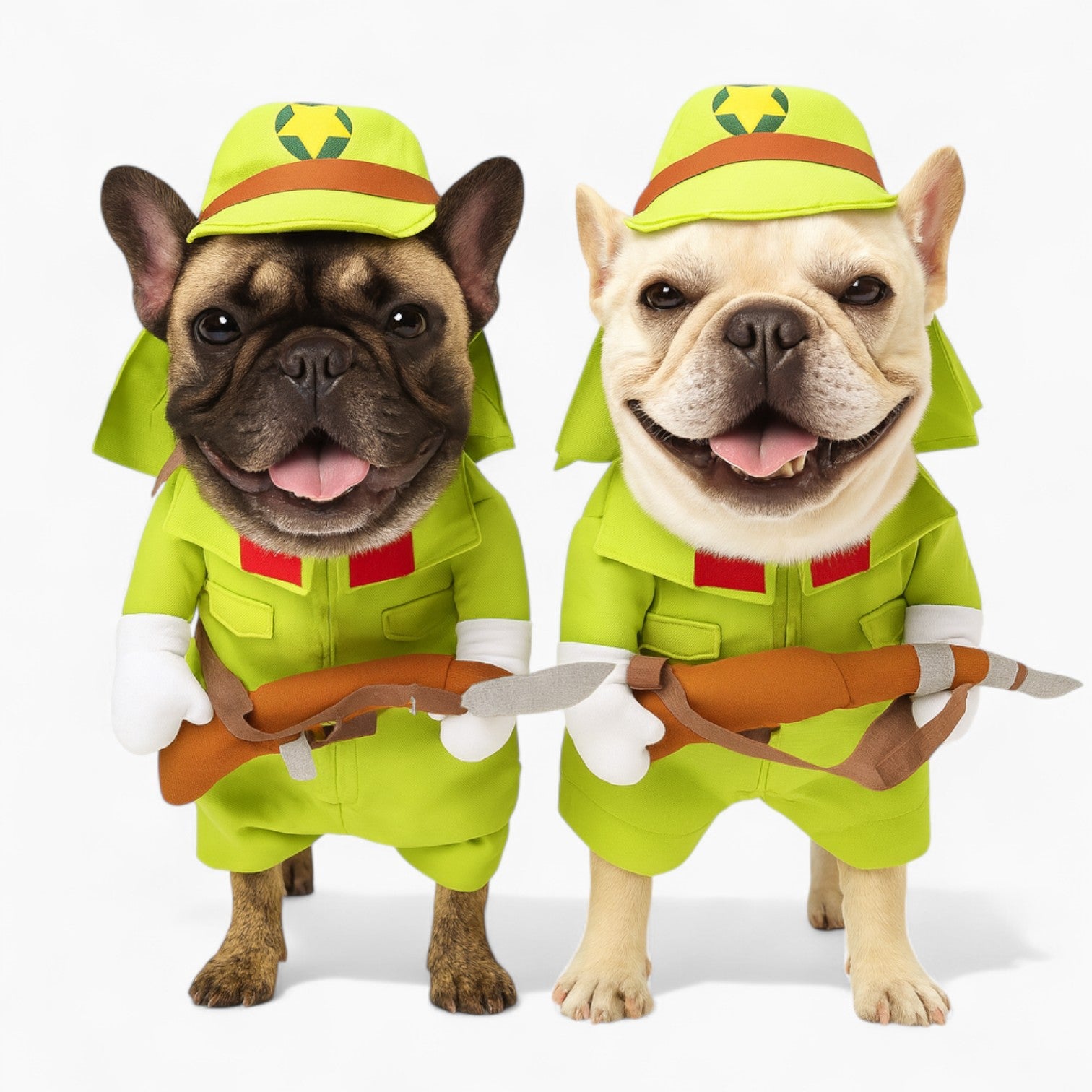 BarkRade Frenchie Soldier Costume – Funny Military Hat Faux Dog Outfit