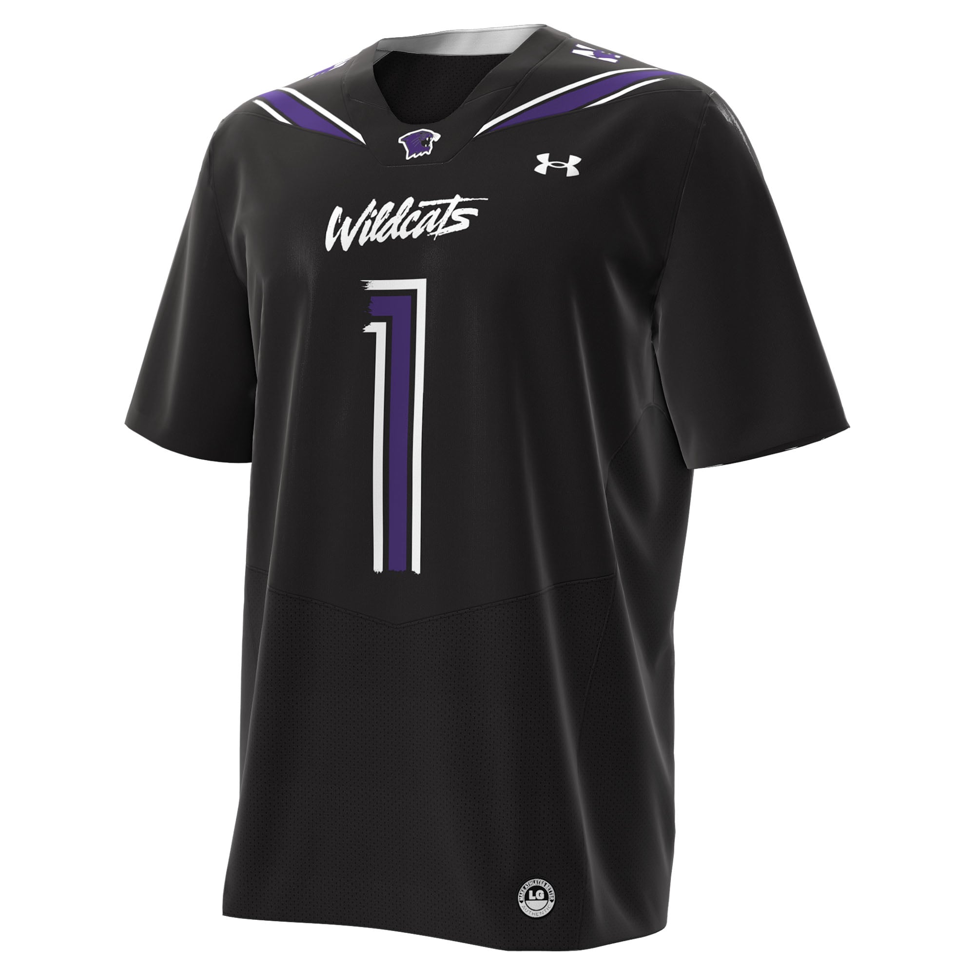 #1 Northwestern Wildcats Under Armour Alternate Replica Football Jersey - Black
