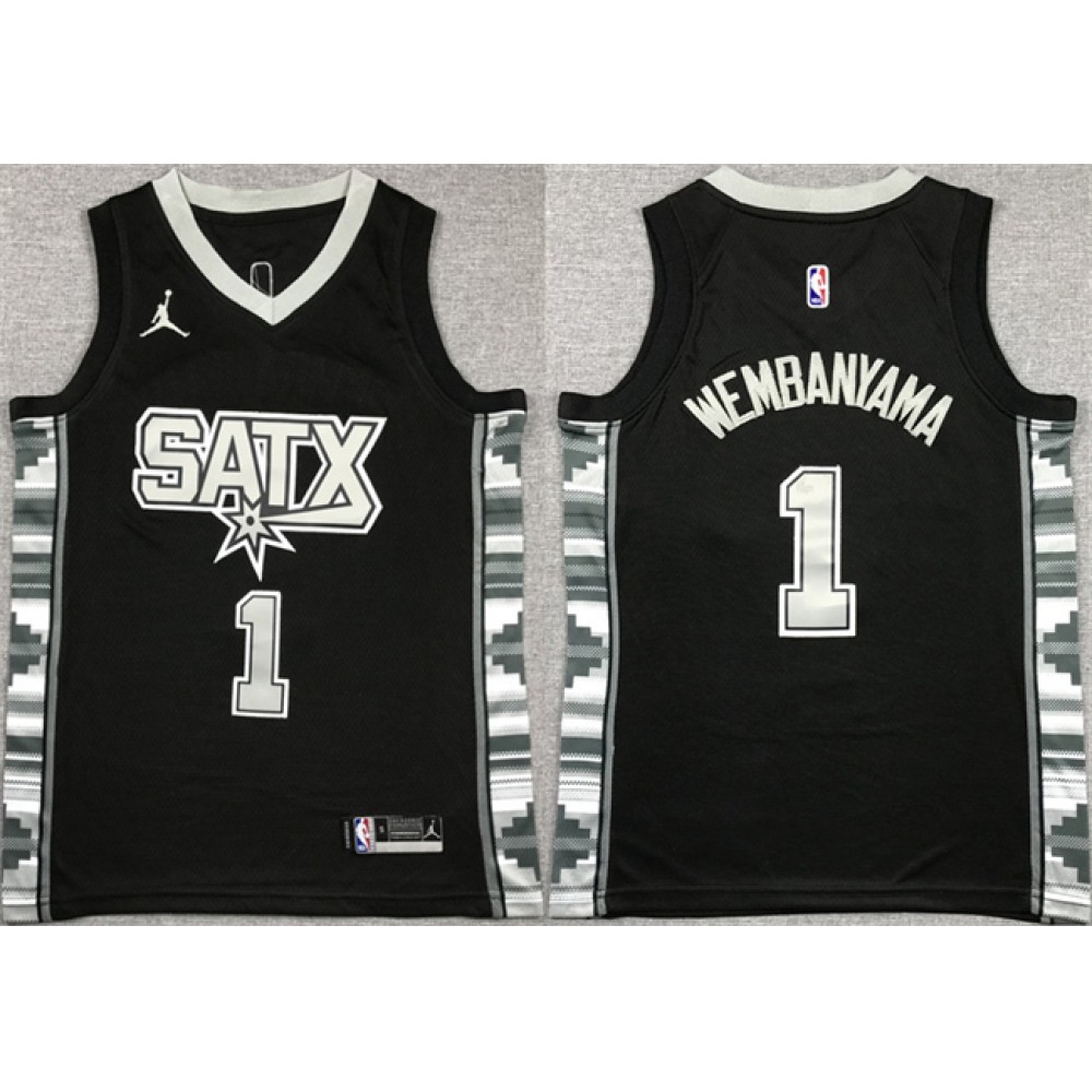 Official Men's San Antonio Spurs #1 Victor Black Basketball Jersey