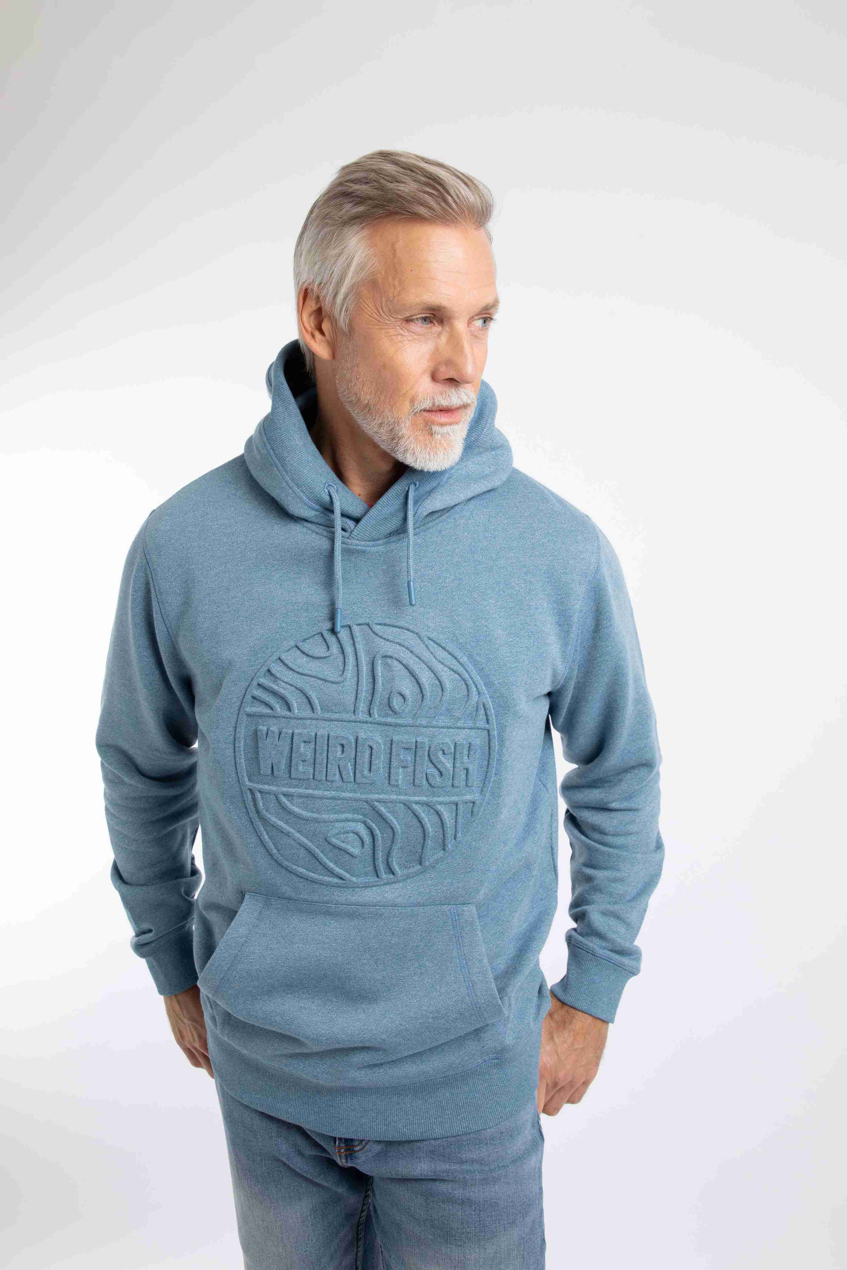 Perranporth Embossed Grindle Hoodie Washed Blue