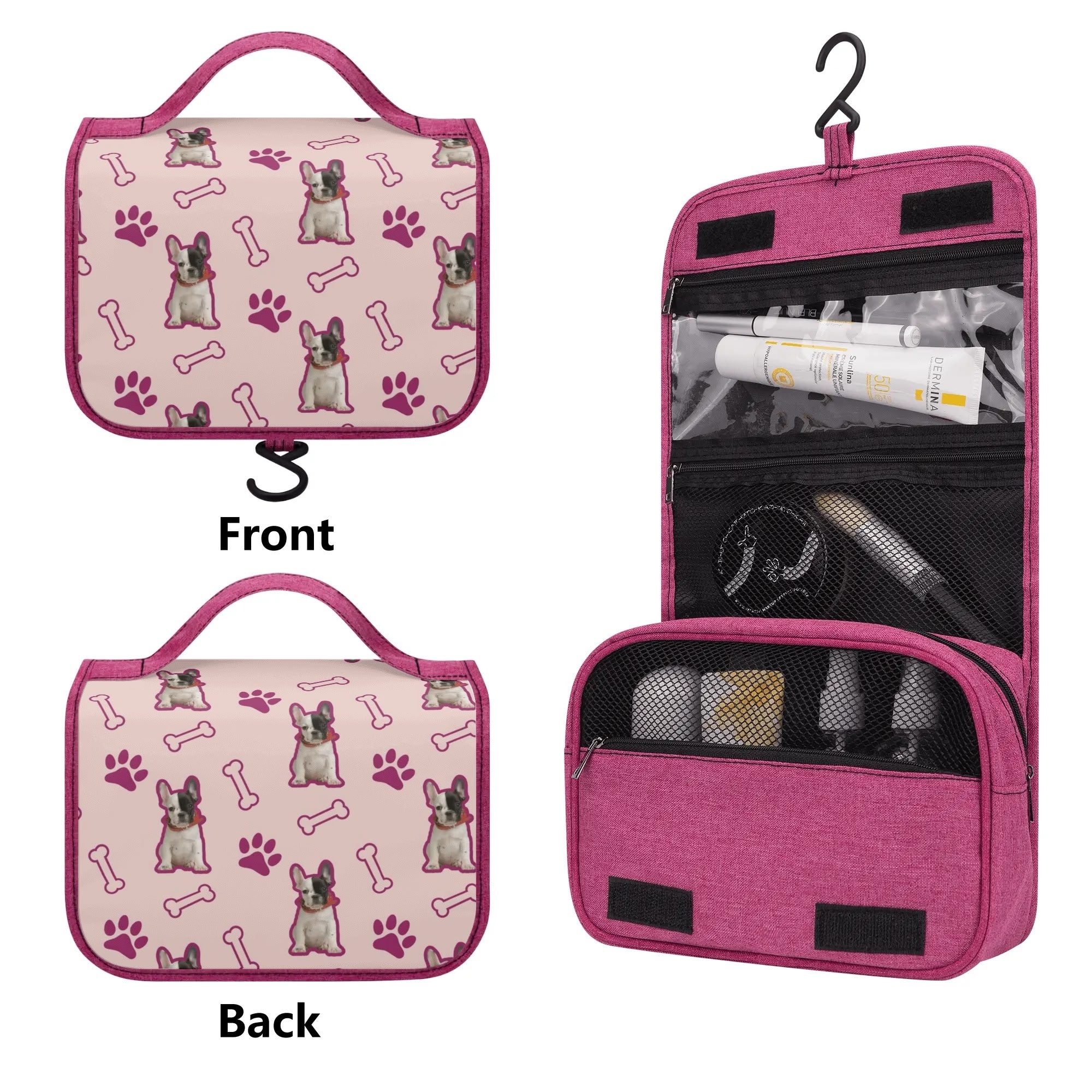 French Bulldog Personalized Cosmetic Travel Bag With Your French