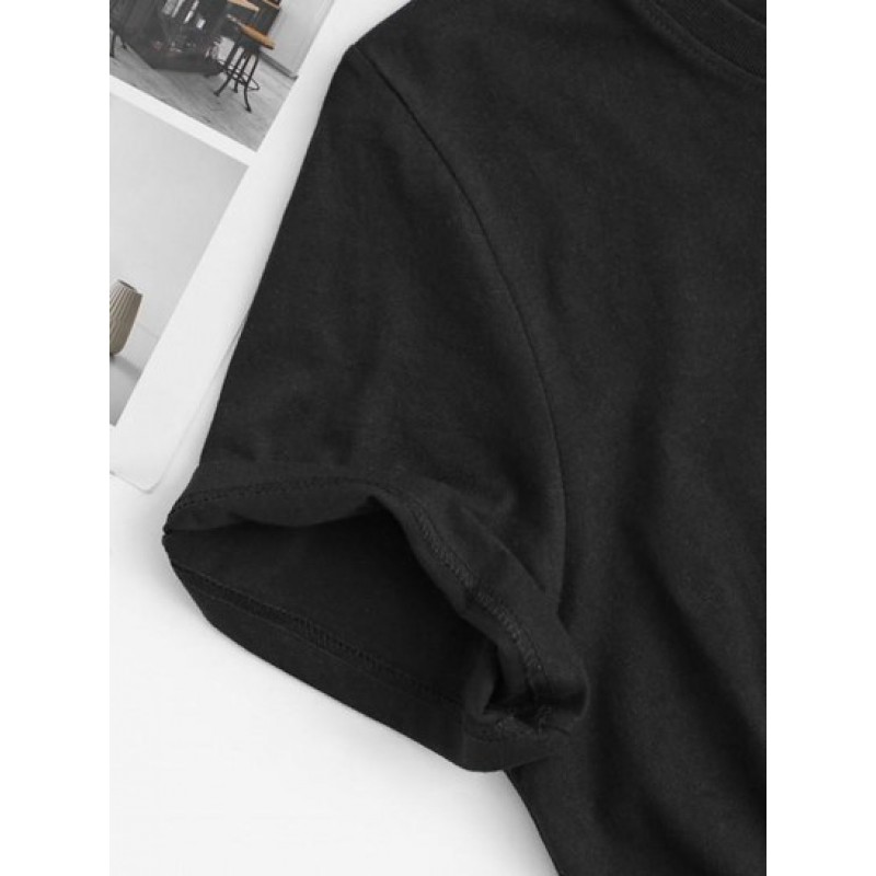 Crew Neck Panda Need More Sleep Graphic Tee PT0865