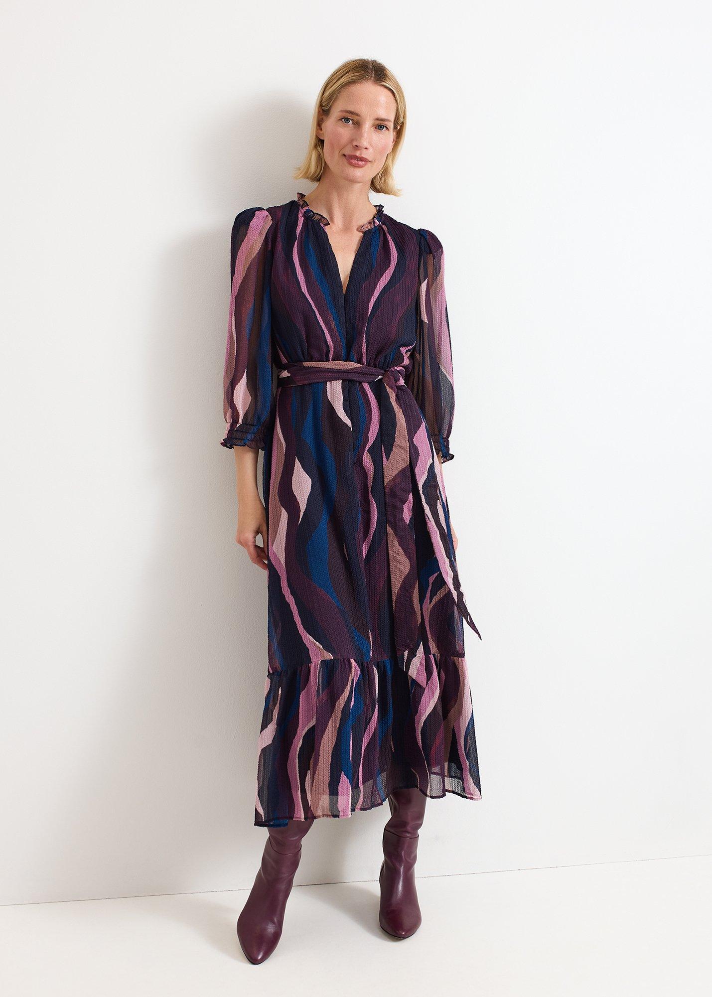 Petite Carra Swirl Puff Sleeve Midi Dress