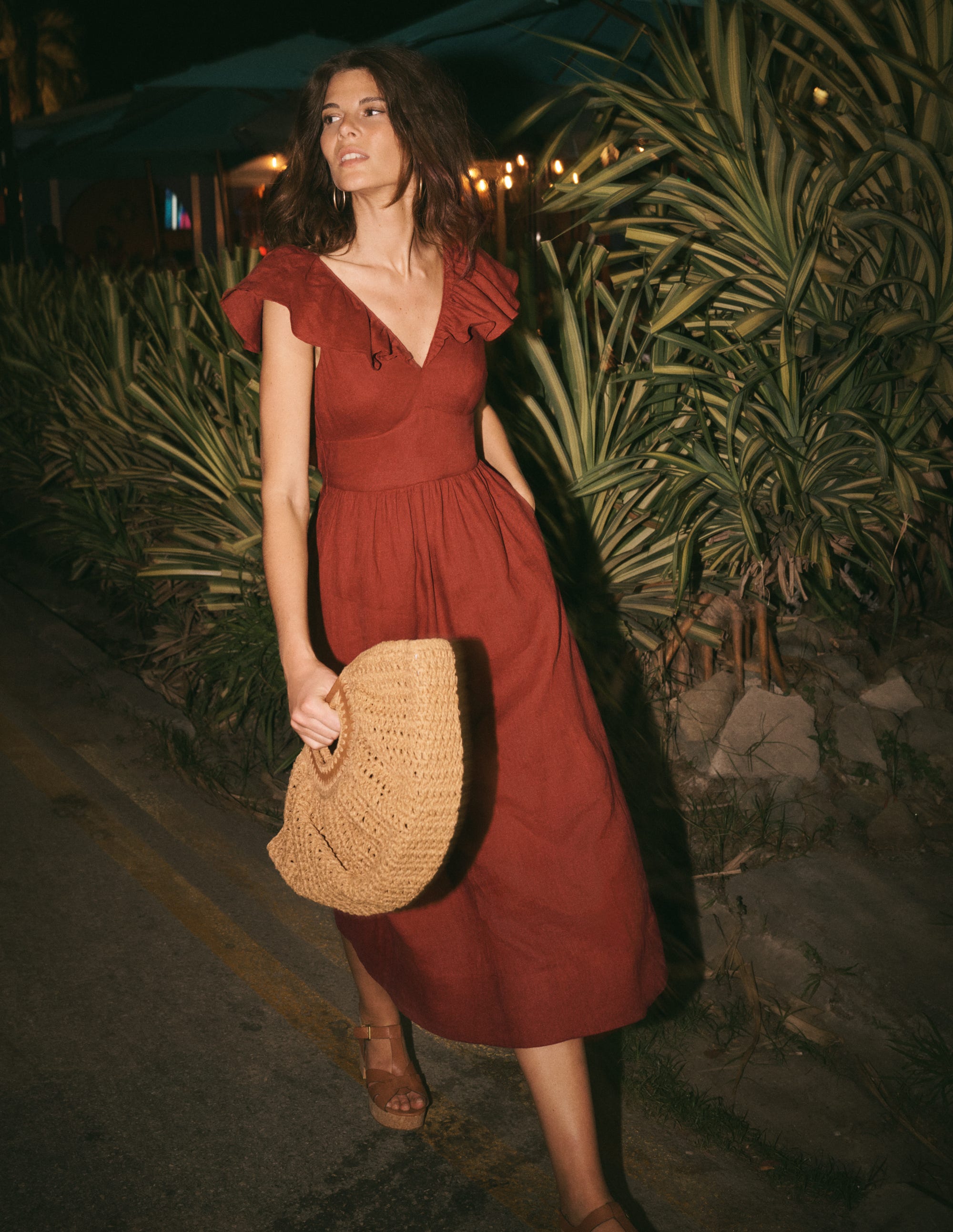Mega Ruffle Linen Dress