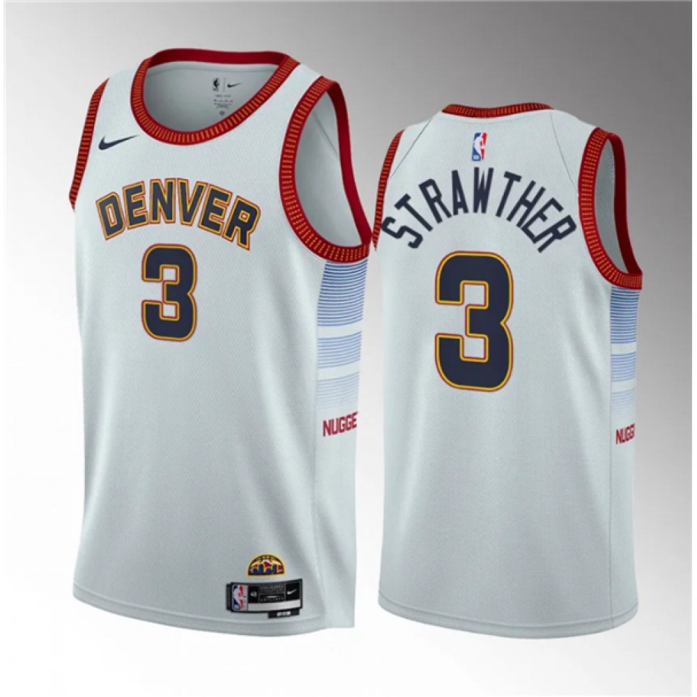 Official 3 Denver Nuggets White Jersey - - Fan Favorite
