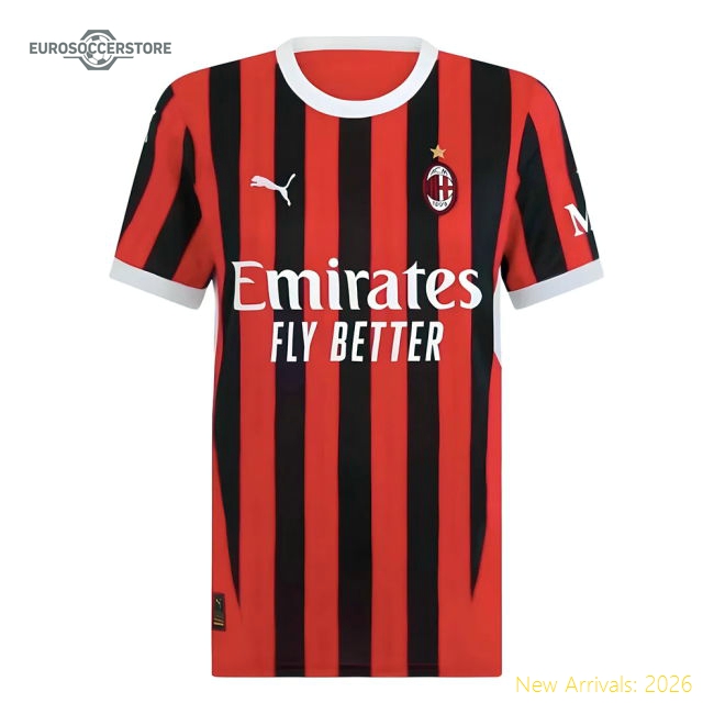 2024-2025 Ac Milan Home Fan Version Womens 2025 Ac Shirt
