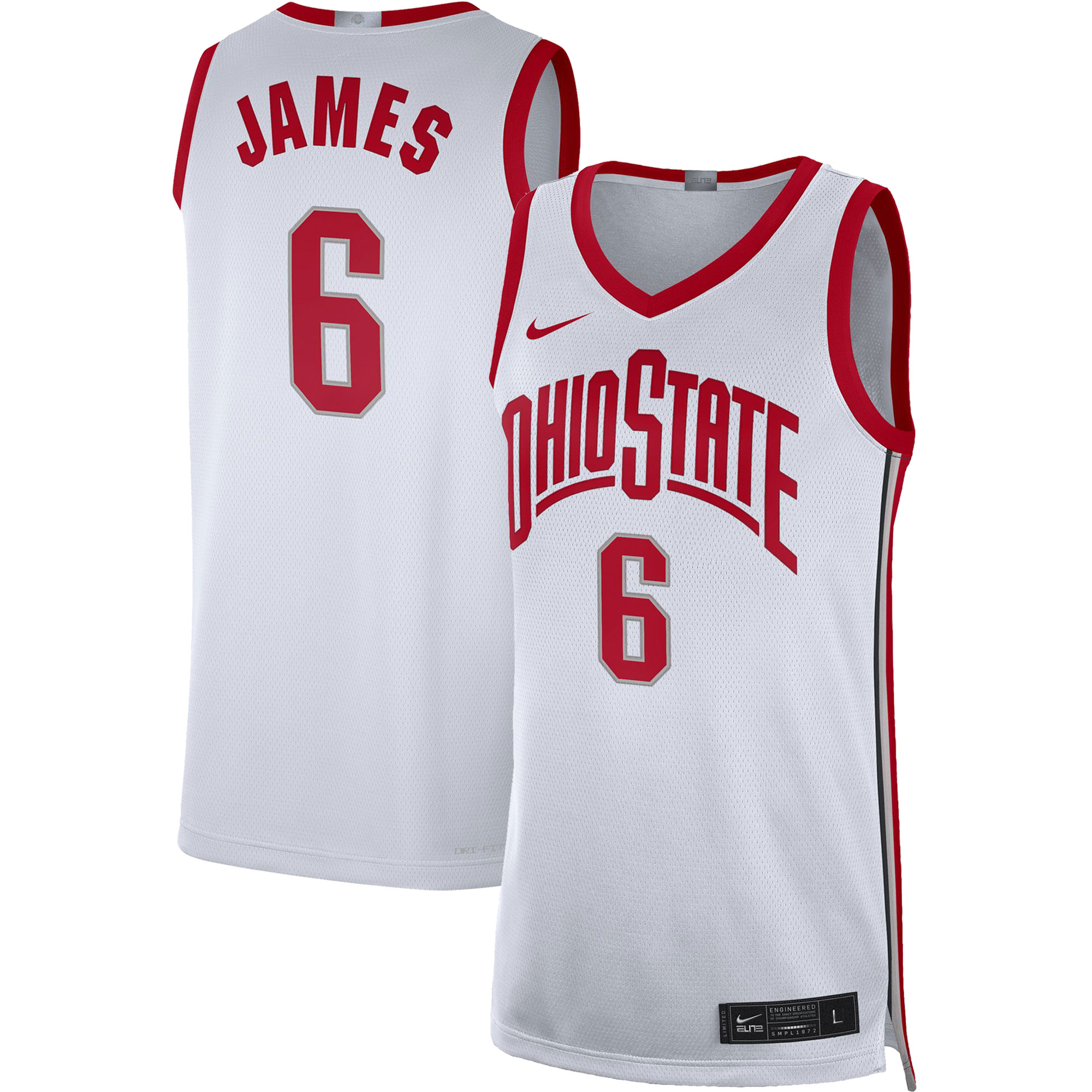 [DDG] LeBron James #23 Ohio State Buckeyes Limited Basketball Jersey - White