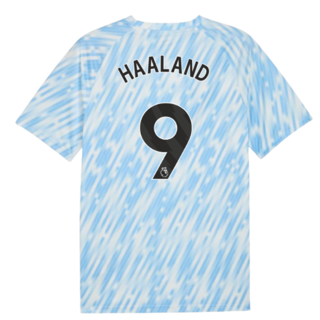 match worn 2025-2026 Man City Warm Up Jersey (Silver Sky) (Haaland 9)