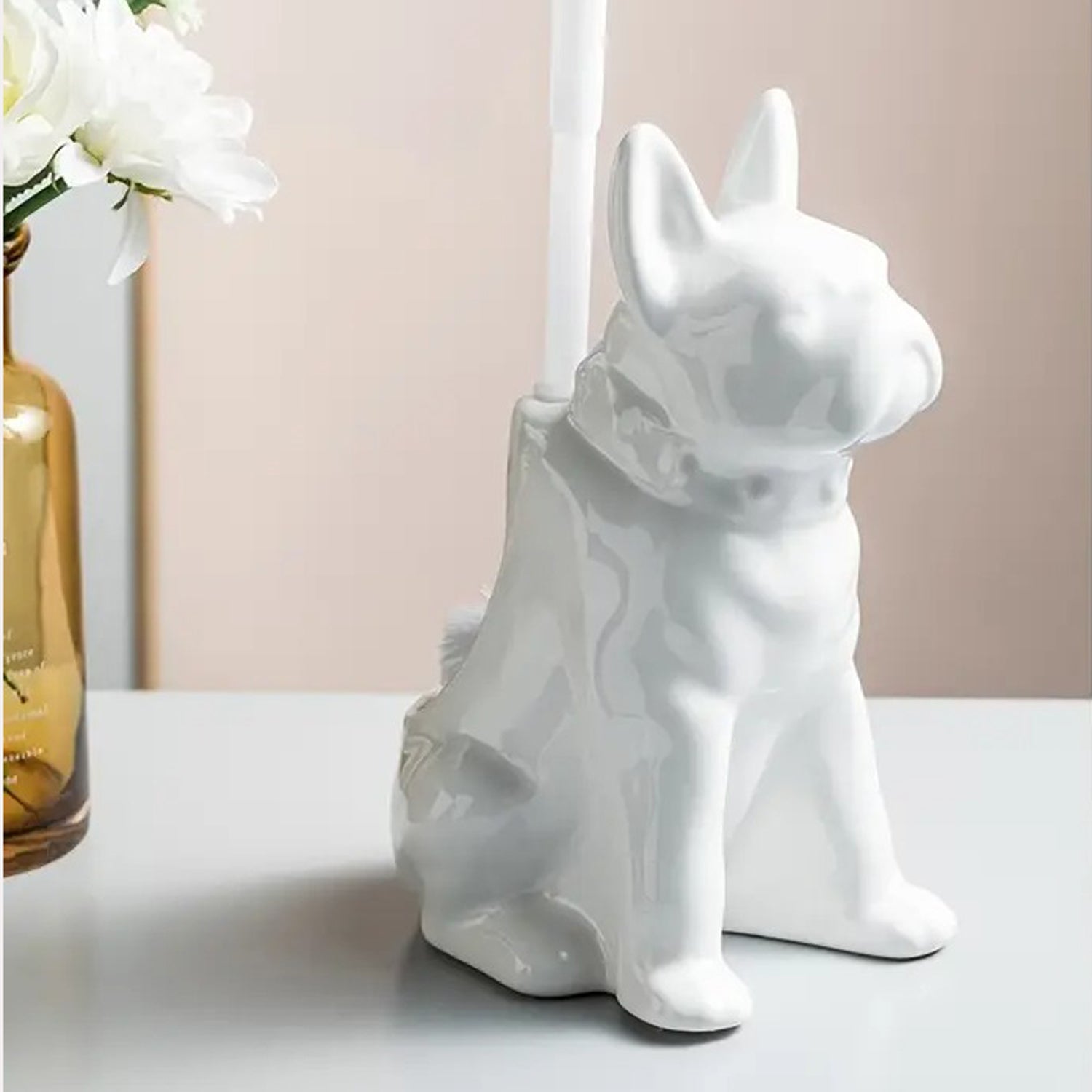French Bulldog Loopup French Bulldog Toilet Brush Set – Cute Ceramic