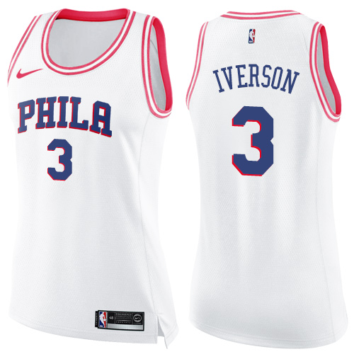 Durable Sixers #3 Allen Iverson 2024 Icon NBA Swingman Jersey White -