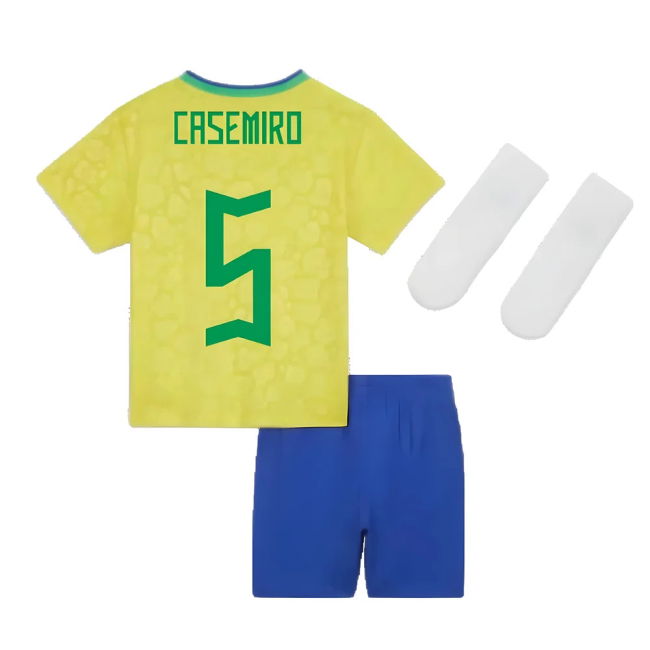 Official 2022-2023 Brazil Home Little Boys Mini Kit (Casemiro 5)