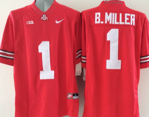 Men's OSU Buckeyes #5 Baxton Miller Red 2024 away jersey moisture