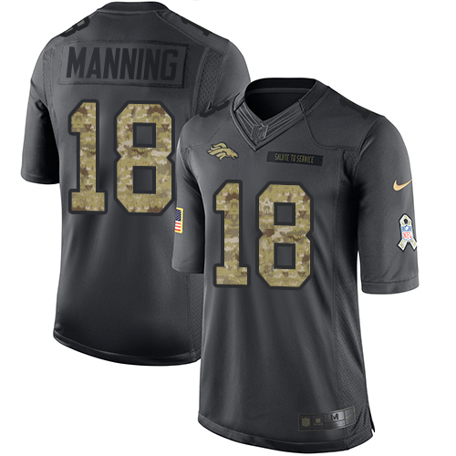 Authentic NFL W D B Broncos #18 Peyton Manning Black Limited Jersey
