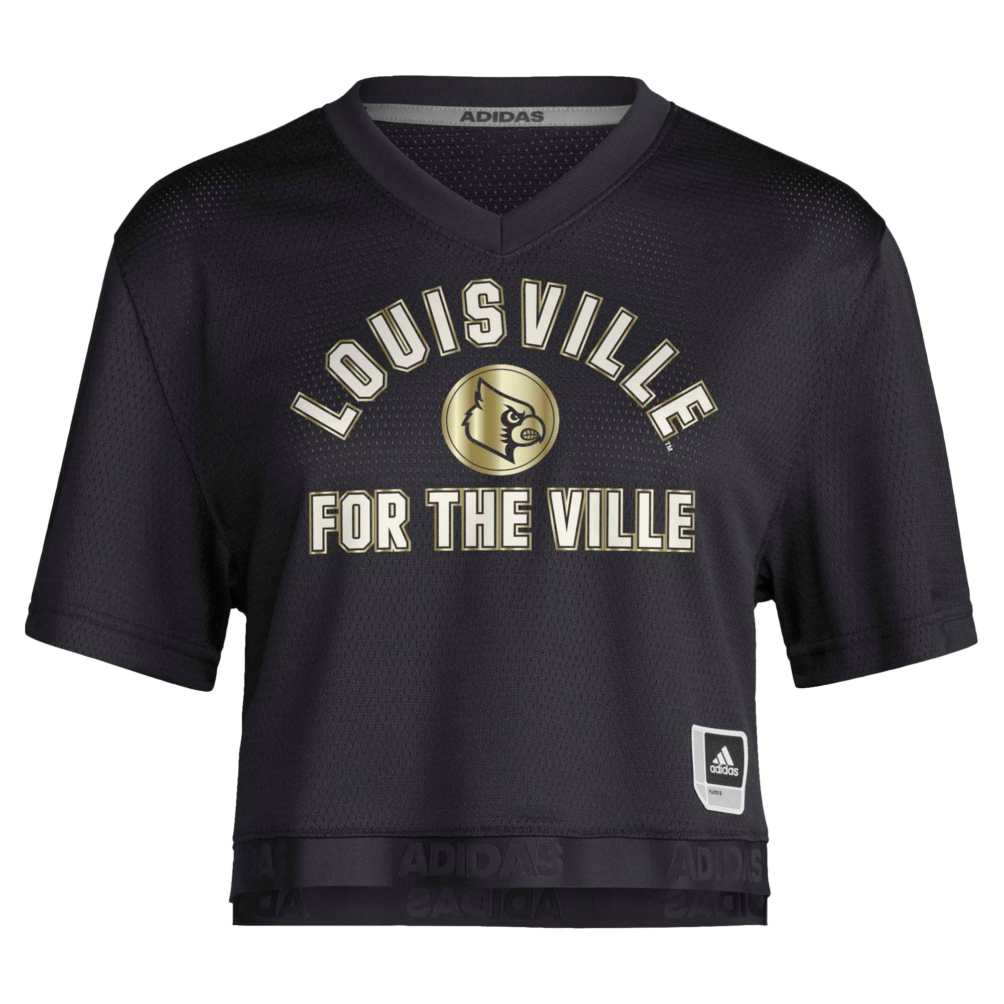 Women's Black Louisville Cardinals Strategy Cropped Football Jersey