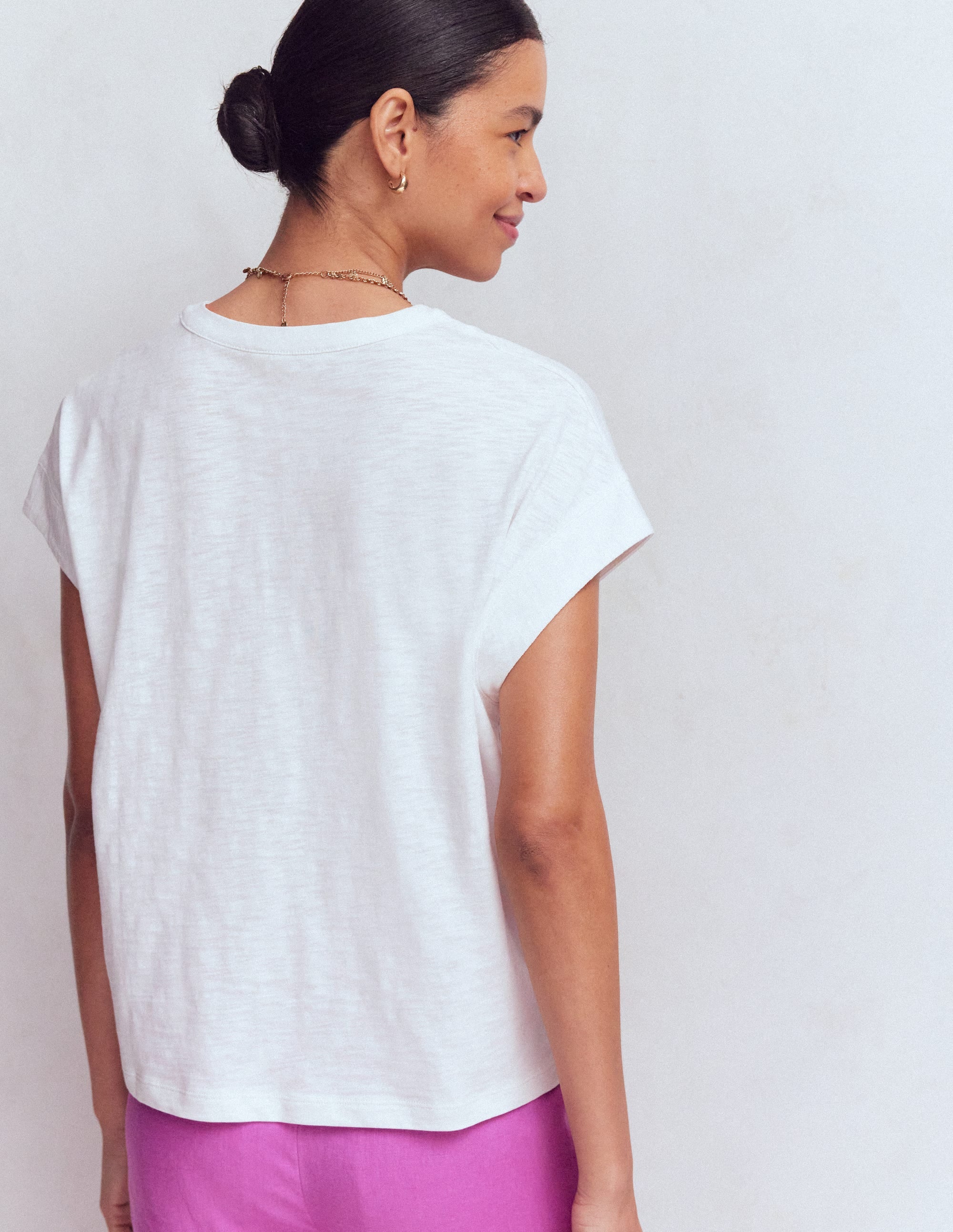 Nina Embroidered Notch T-shirt