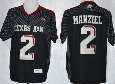 Men's None Black 2013 moisture wicking Johnny Manziel #2 stitched
