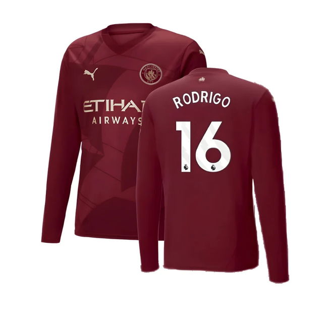 Enthusiastic Football Man City Third Long Sleeve Shirt Rodrigo #16...