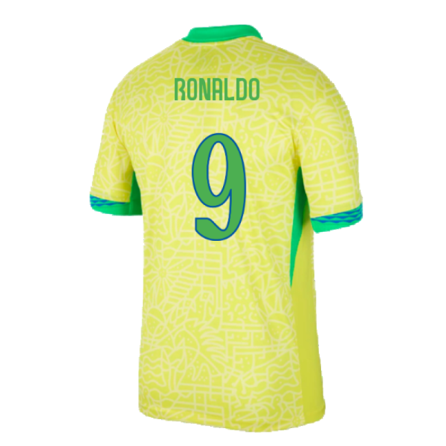 High 2024-2025 Brazil Home Dri-Fit Adv Match Shirt (Ronaldo 9)
