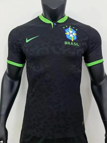 Authentic 2022 Brazil Camiseta Black With Vintage Design - Five-time