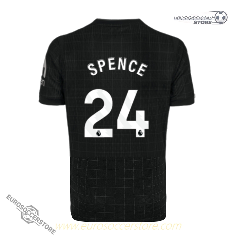Away Jersey of Tottenham Hotspur for the 25-26 season, featuring SPENCE with the number 24.
