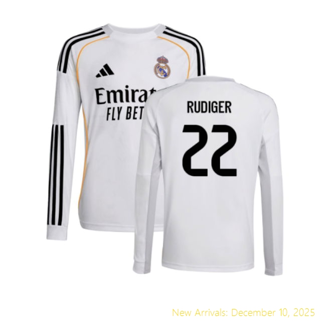 2025-2026 Real Madrid Home Shirt - Genuine Jersey (Rudiger 22) - Kids...
