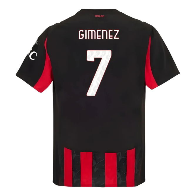 Licensed Acm Ac Milan Authentic Home Shirt Gimenez #7 Durable Mate...