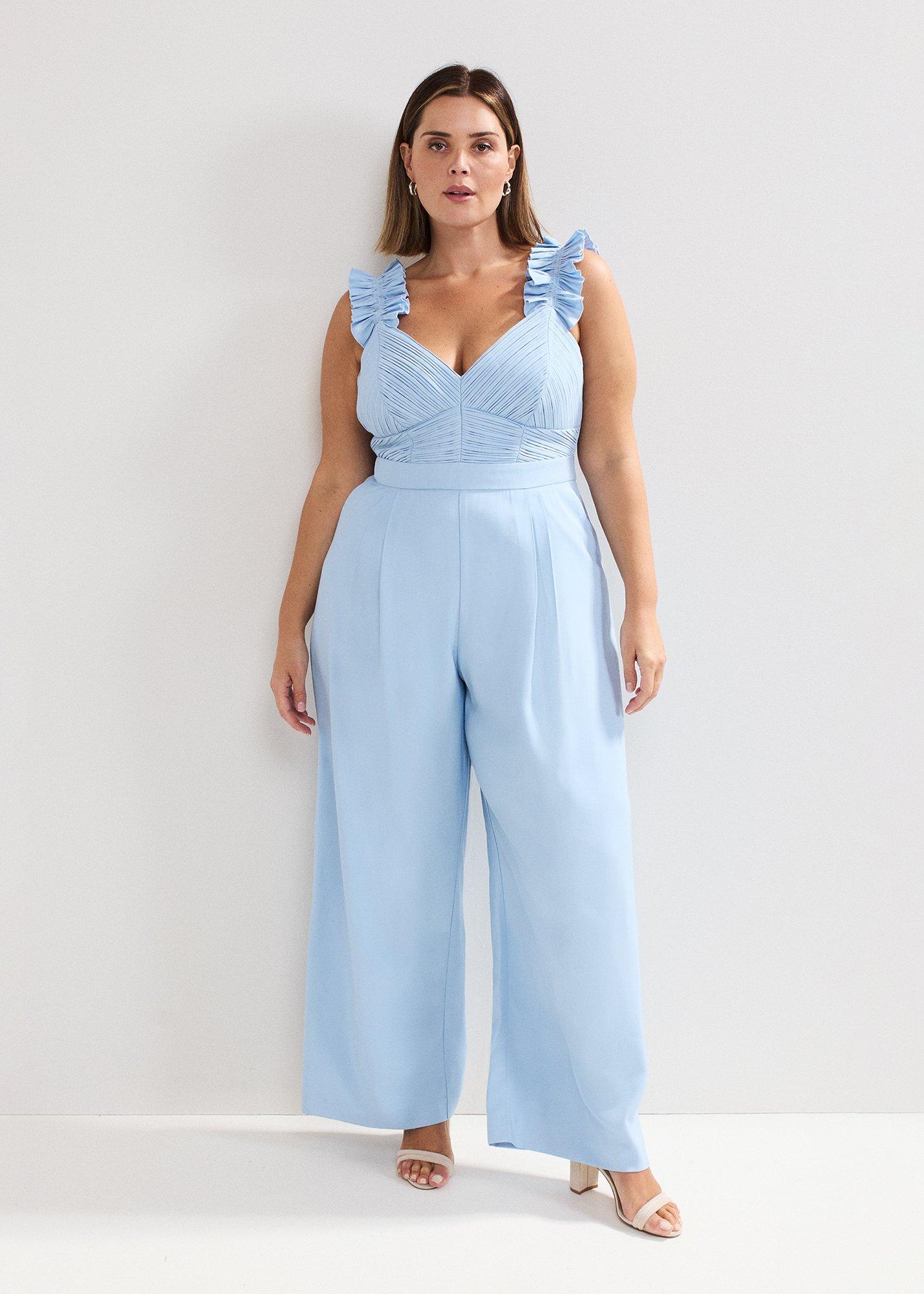 Moira Blue Ruffle Sleeve Jumpsuit