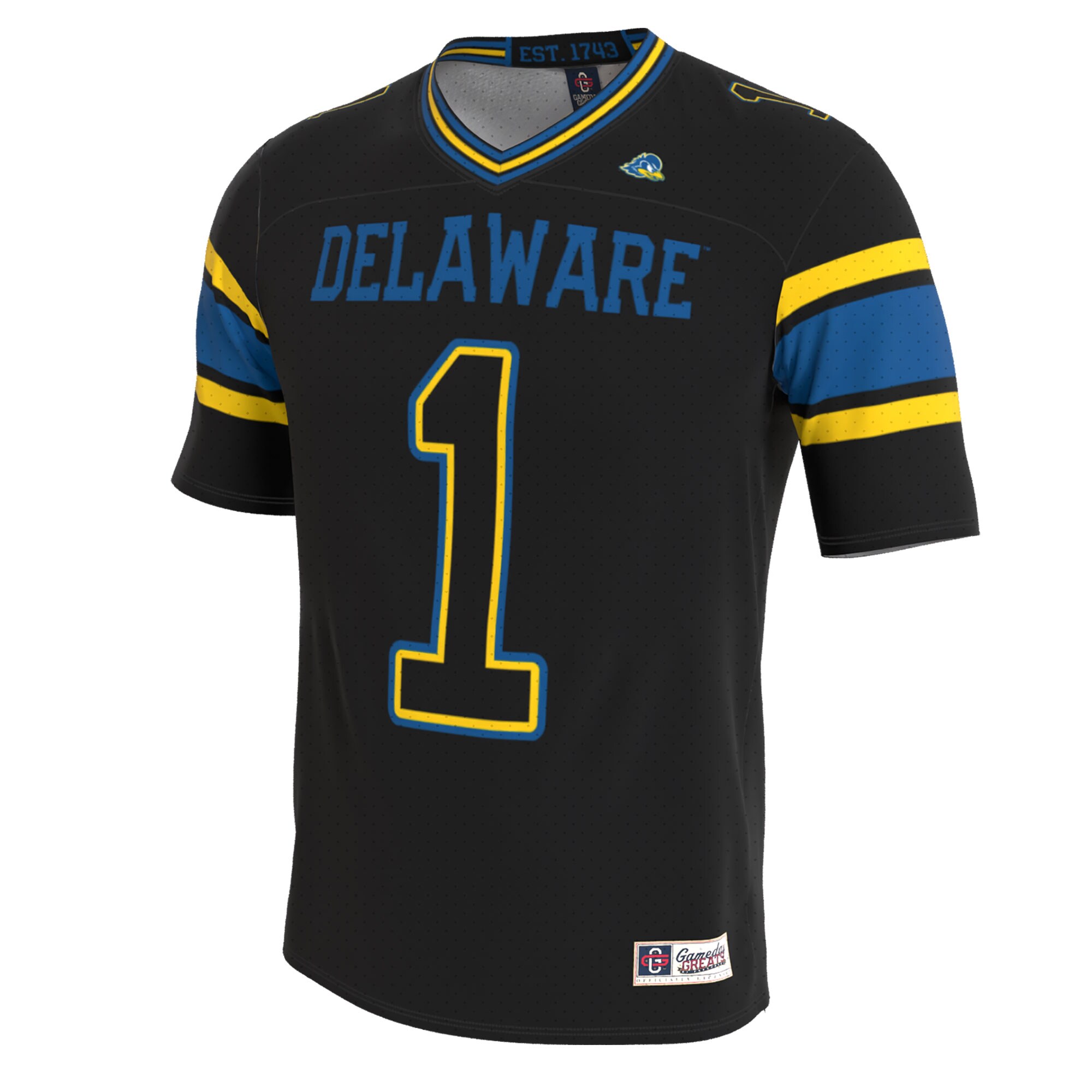 Delaware Fightin' Blue Hens GameDay Greats Unisex Lightweight Collegiate Football Blackout Fashion Jersey
