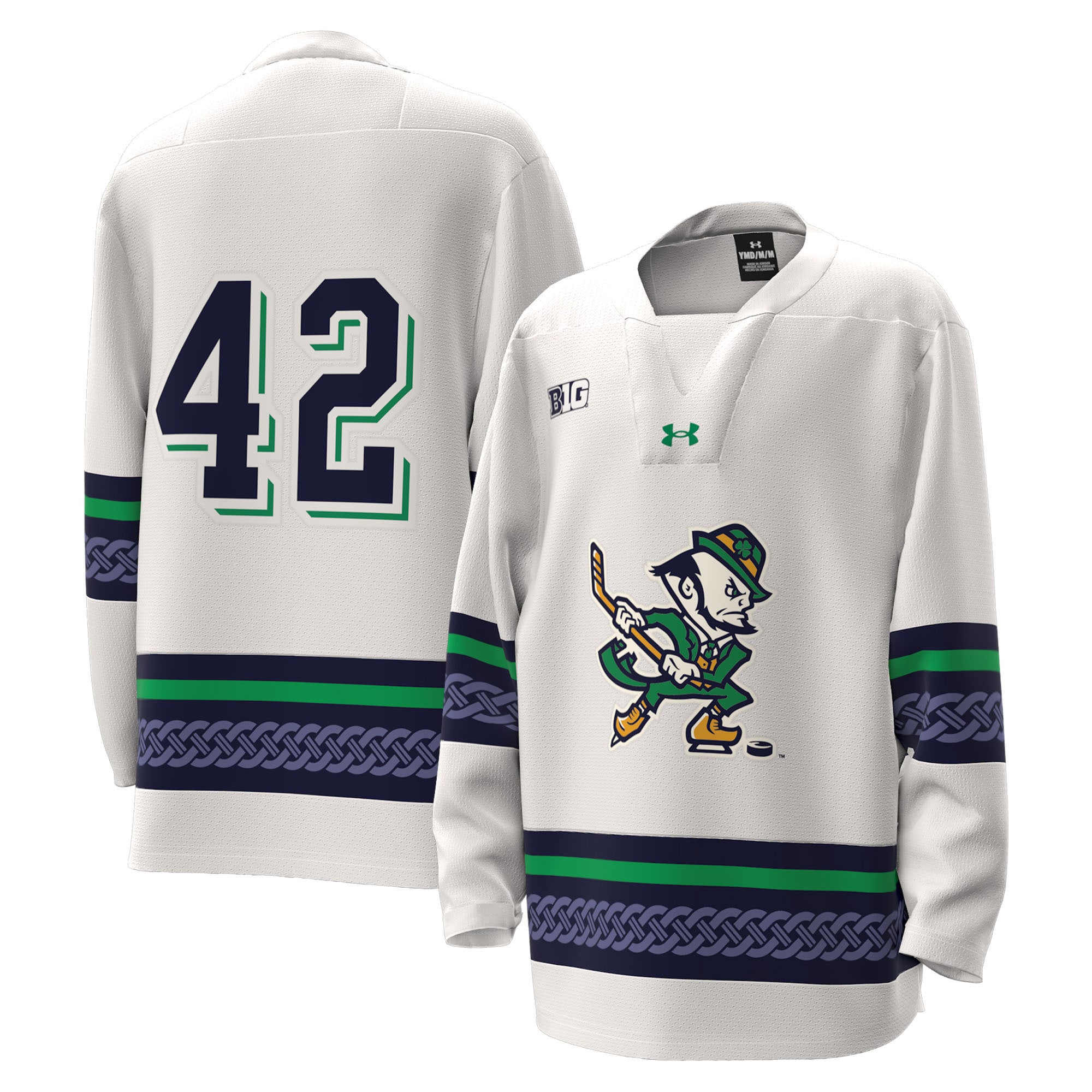 [NJP] Women's Notre Dame Fighting Irish Alternate Leprechaun Replica Hockey Jersey - White