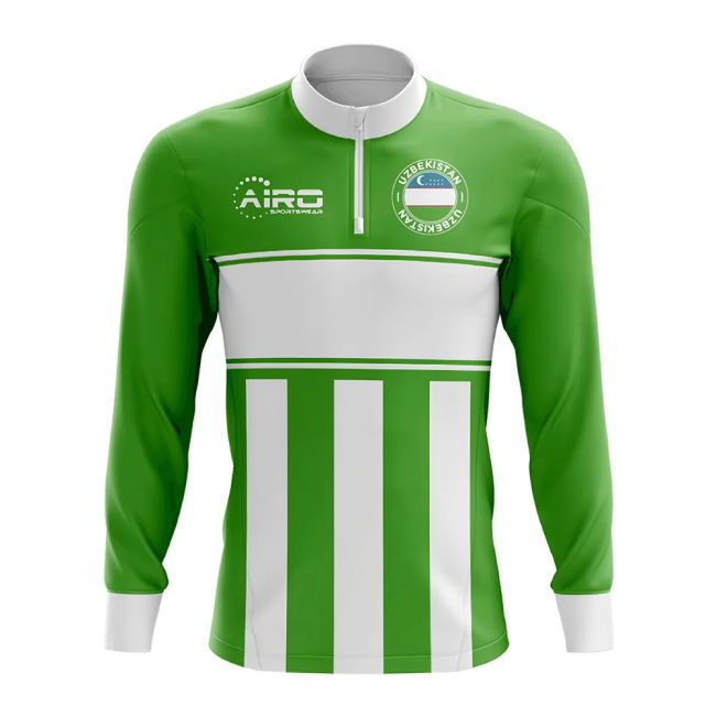 Elite Uzbekistan Concept Football Half Zip Midlayer Top (Green-White)