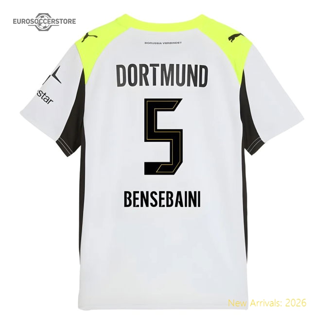 Match-Day 2025-2026 Borussia Dortmund Away Shirt (Kids) (Bensebaini 5)