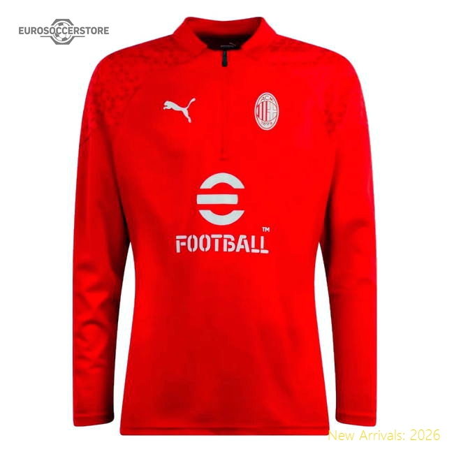 Trending 2023-2024 Ac Milan Training Half Zip Top (Red)