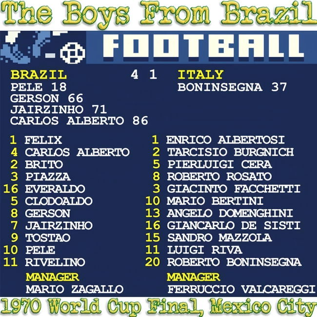 Player 1970 World Cup Final (Brazil) Retrotext T-Shirt - White