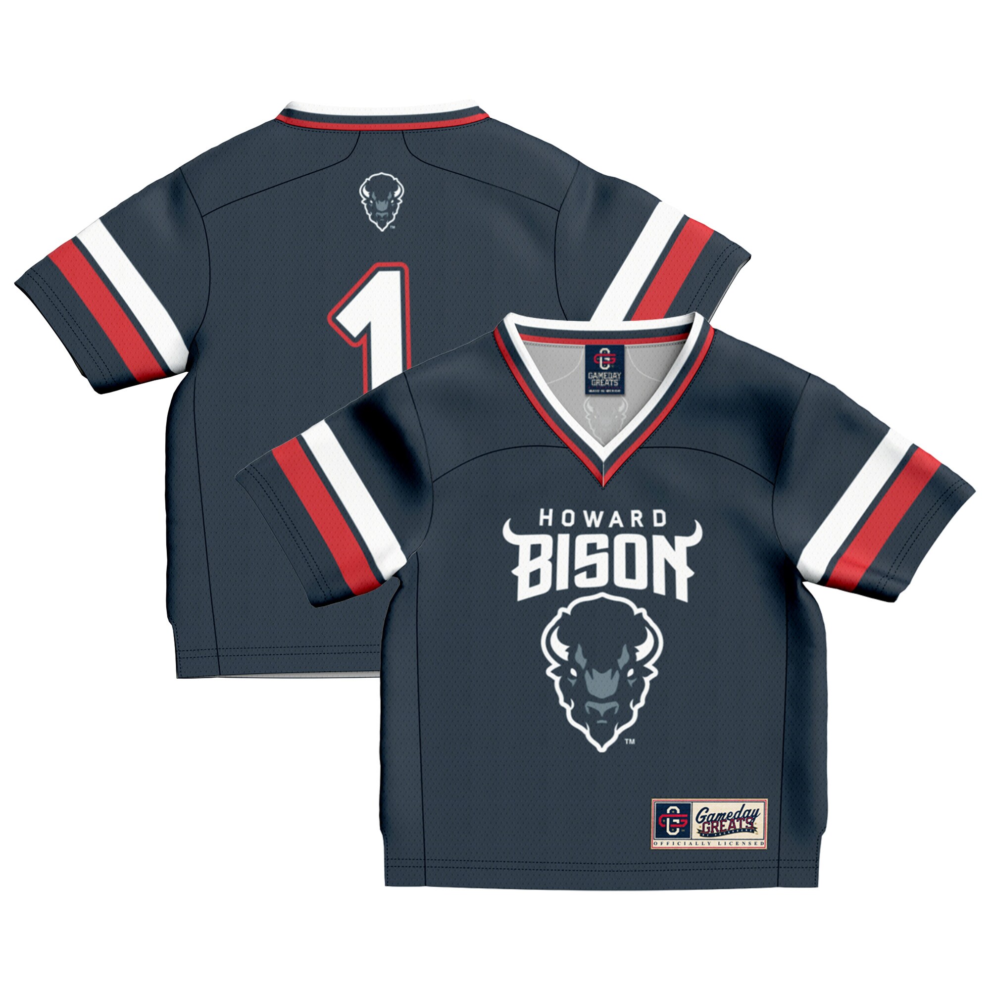 [NJP] Howard Bison GameDay Greats Toddler Collegiate Football Fashion Jersey - Navy