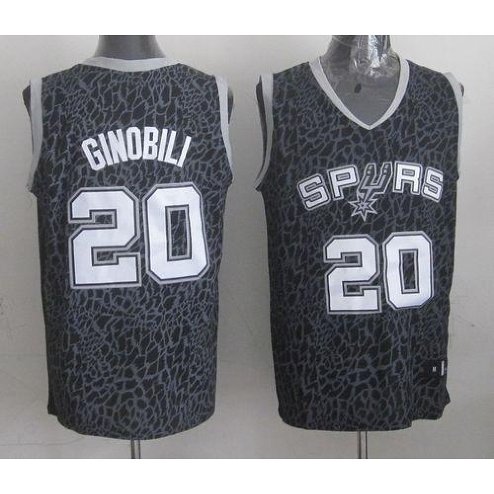 Spurs #20 Manu Ginobili Black Crazy Light Stitched NBA Jersey