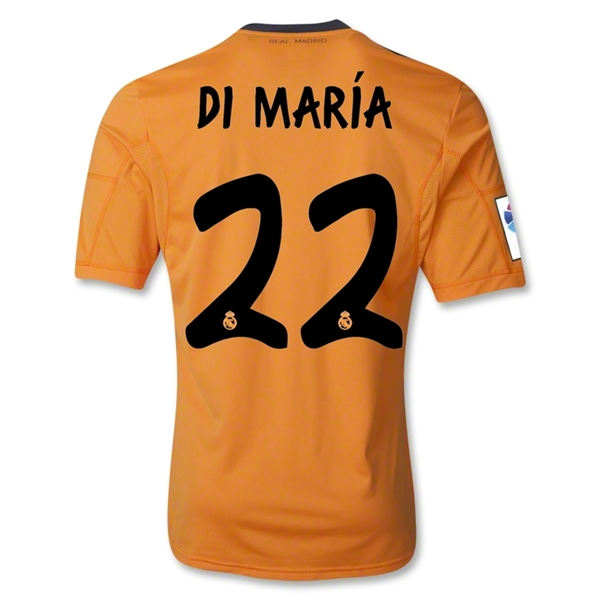 Authentic 13-14 Real Madrid 22 DI MARIA Away Orange Soccer Jersey