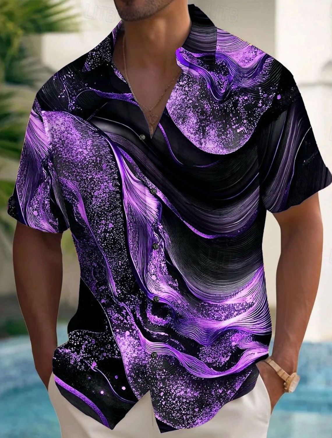 Men's Geometric Marble Abstract Art Shirt Summer Shirt Button Up Shirt Short Sleeve Fashion Casual Outdoor Vacation Dailywear Summer Spring Turndown 3D Print Collared Shirts Front One Pocket Khaki