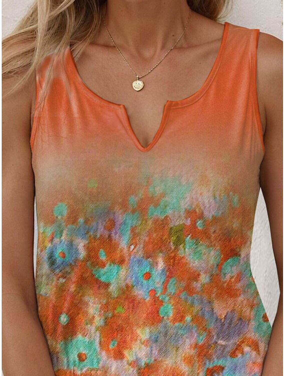 Women's Tank Top Vest Daily Floral Sleeveless Sleeveless V Neck Daily Summer