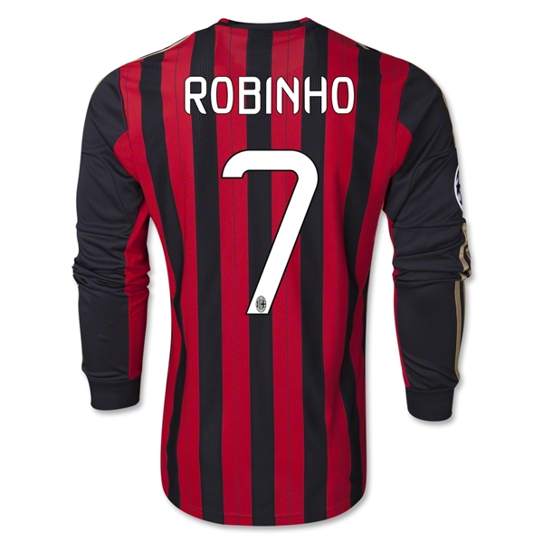 Lightweight 1314 AC Milan 7 ROBINHO Home Long Sleeve Shirt