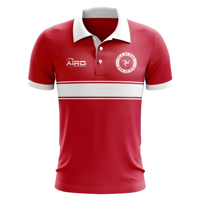 Authentic Isle Of Man Concept Stripe Polo Shirt (Red) High