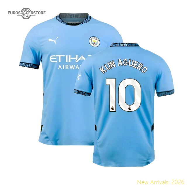 Premium 2024-2025 Man City Home Authentic Shirt (kun Aguero 10)