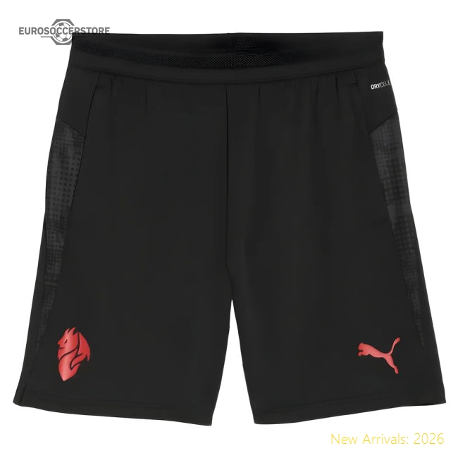 Fan-Favorite 2025-2026 Ac Milan Training Shorts W/Pockets (Black)