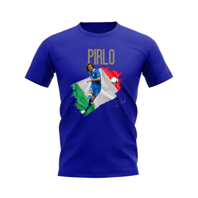 Andrea Pirlo Italy Flag T-Shirt (Royal Blue) Authentic Premium